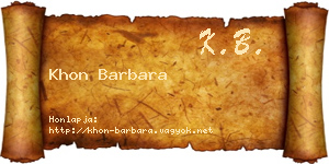 Khon Barbara névjegykártya
