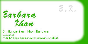 barbara khon business card